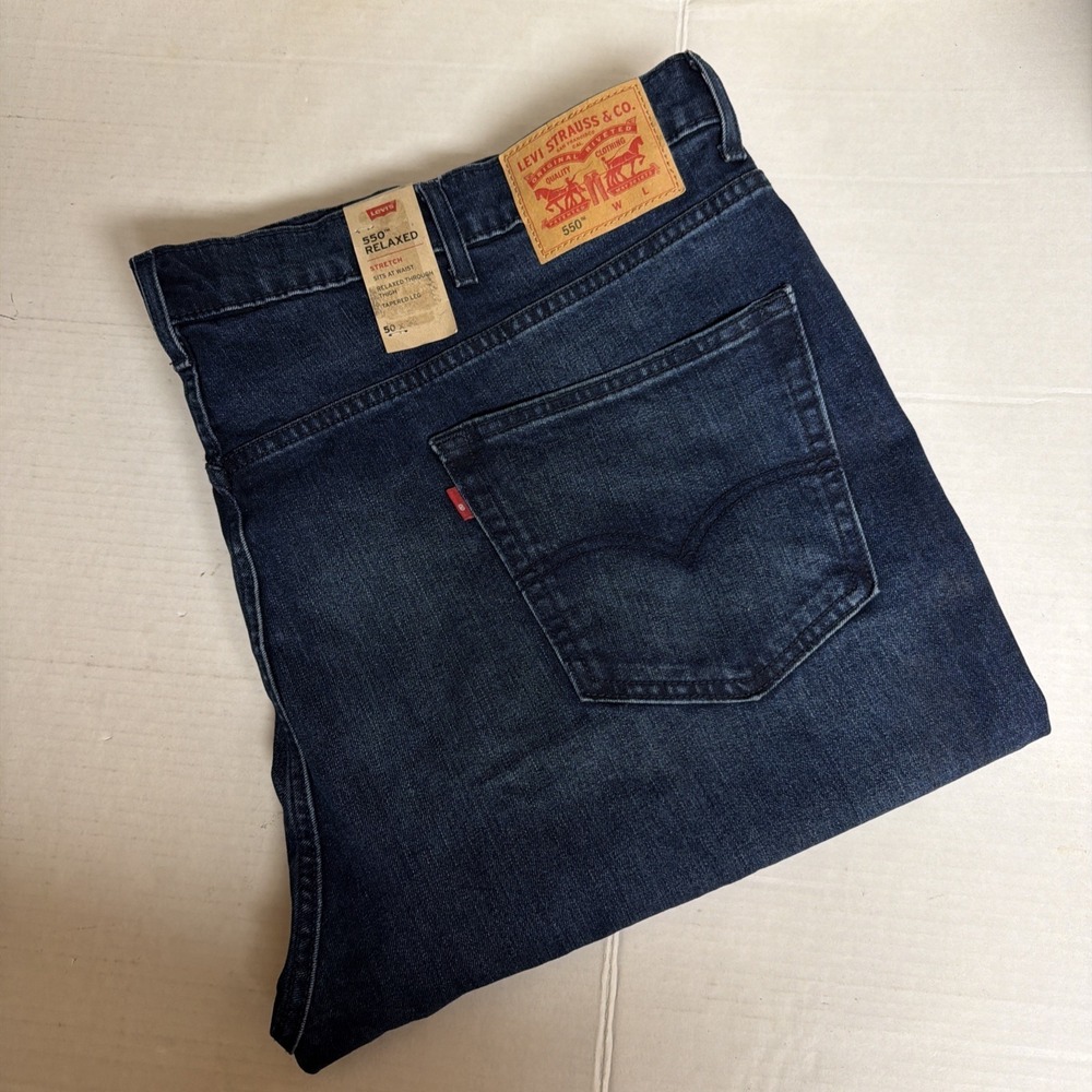 NEW Levis‎ 550 Relaxed Jeans Mens Size 50X29 Dark Wash Blue Denim Big & Tall